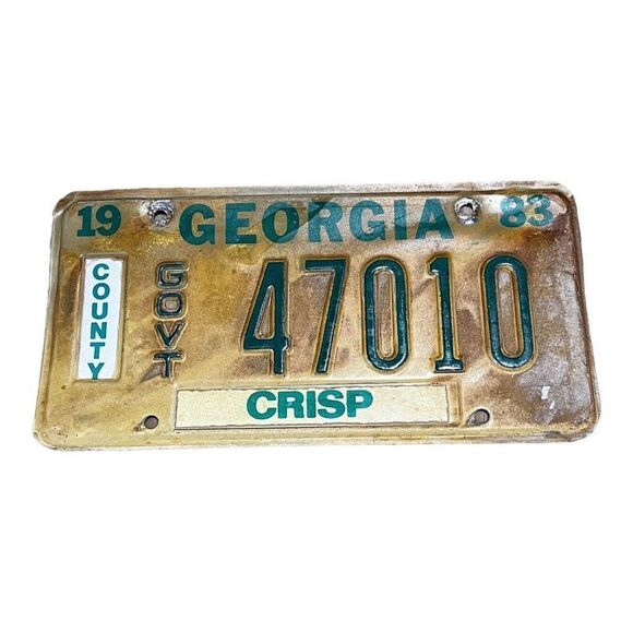 Vintage 1983 Georgia Crisp County Government Collectible License Plate GOVT Tag - Picture 1 of 3